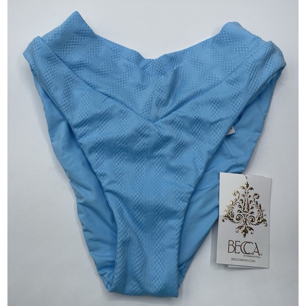 Becca Bikini Bottom Womens Size Small S Blue High Hip Waist Swimsuit